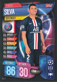 Thiago Silva Paris Saint-Germain 2019/20 Topps Match Attax CL #PSG4